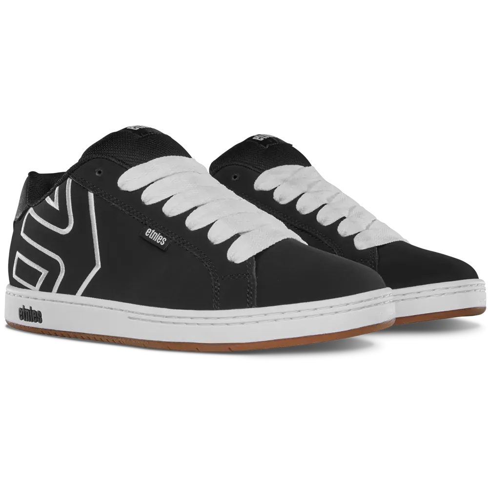 Etnies Black and White Suede Skate Shoes – Fader